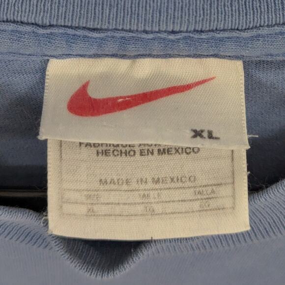 Nike XL Blue T-Shirt Mens Vintage Made in Mexico Big Logo Swoosh 90s Y2K Style - Picture 3 of 5